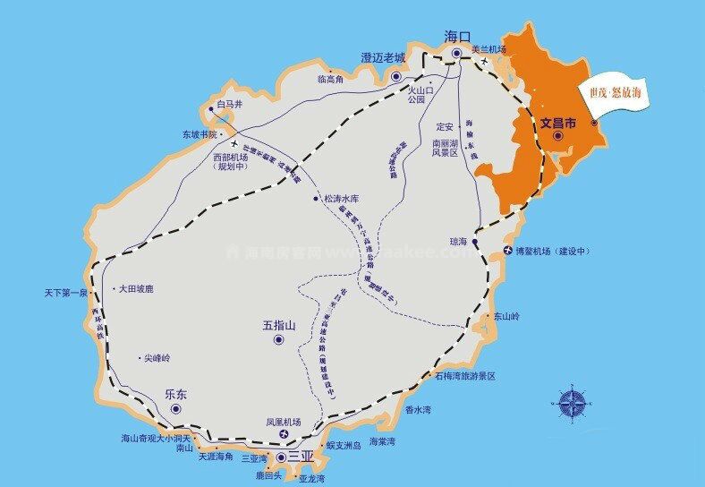 世茂·怒放海地处文昌市的东海岸,月亮湾北部起步区的中北部,地理